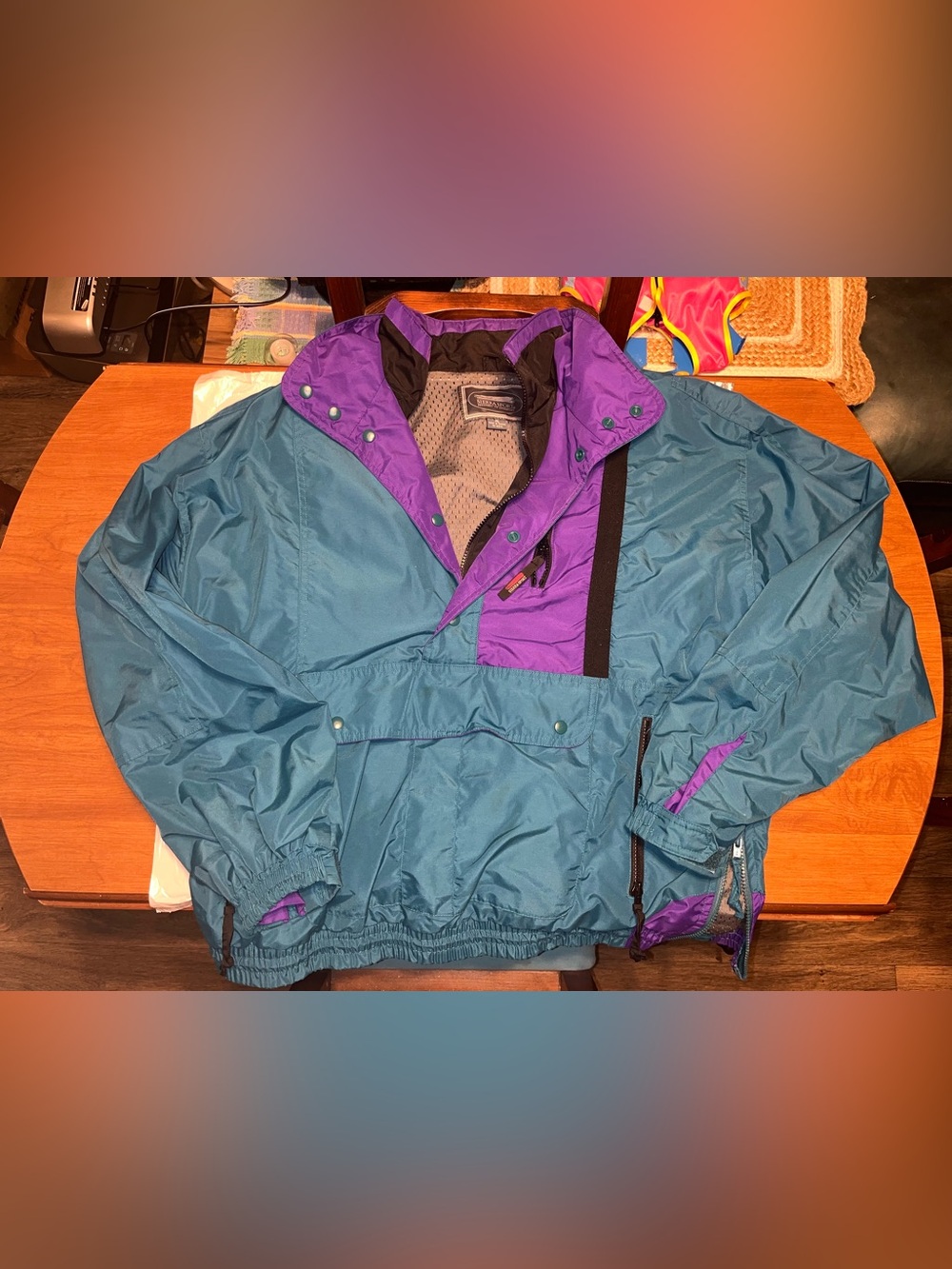 Vintage Teal and Purple Pullover Jacket